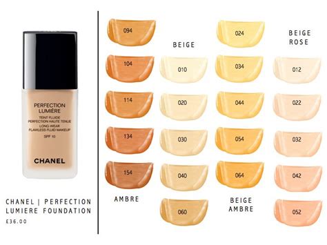 chanel lumiere perfection foundation|Chanel foundation color shade chart.